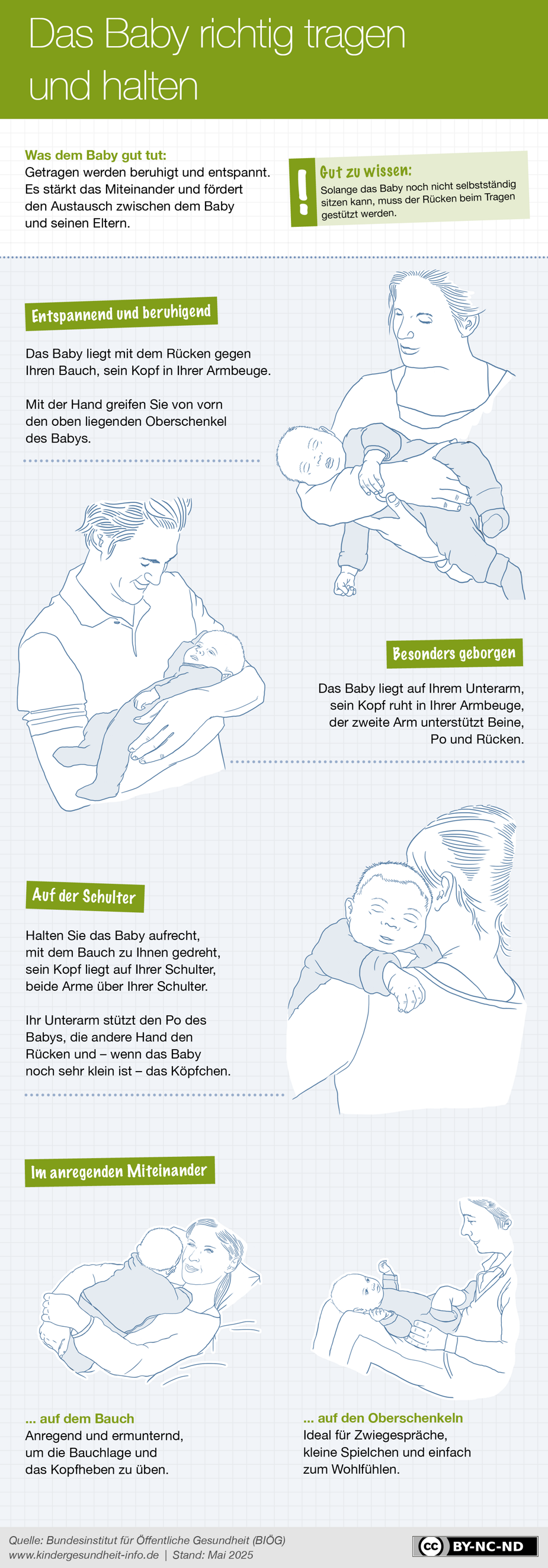 Das Baby richtig tragen und halten