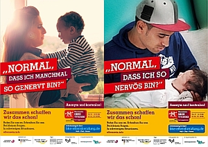 Zwei der vier Plakatmotive der NZFH-Kampagne